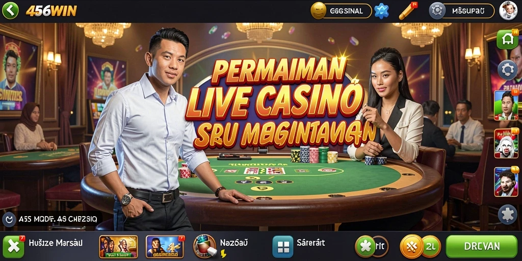 Screenshot gameplay Live Casino 456WIN menunjukkan dealer profesional dan suasana kasino yang mendebarkan.