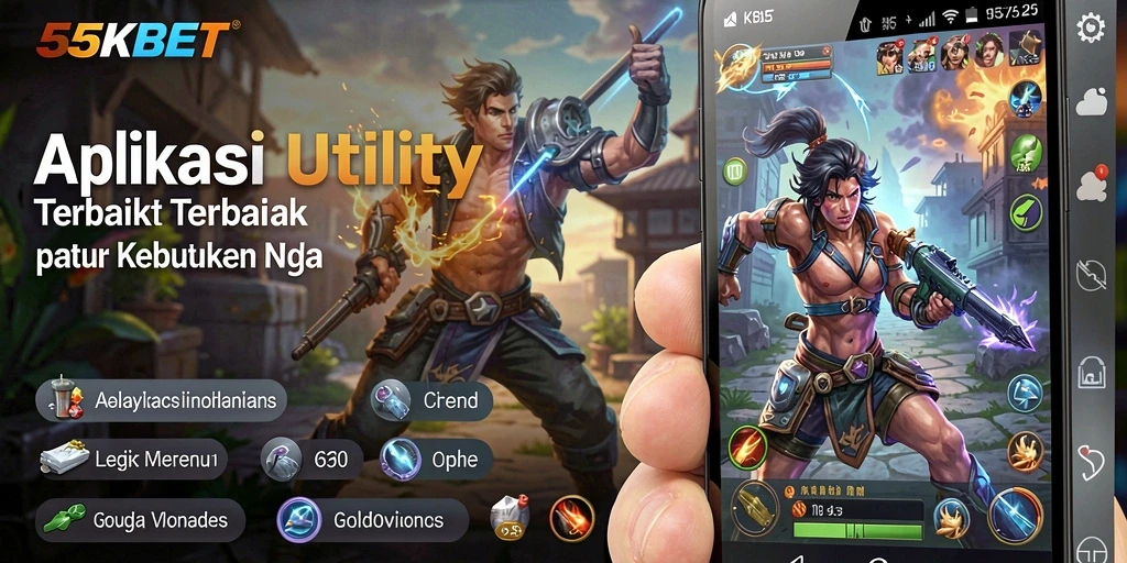 Tampilan utama aplikasi 55KBET dengan berbagai fitur Utility.