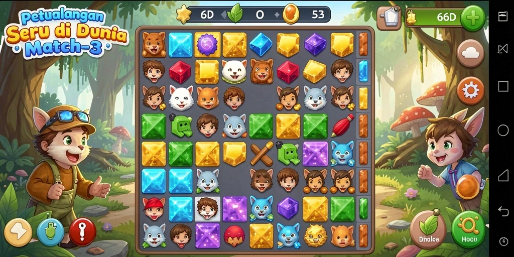 Gameplay 66D yang seru dalam dunia Match-3.