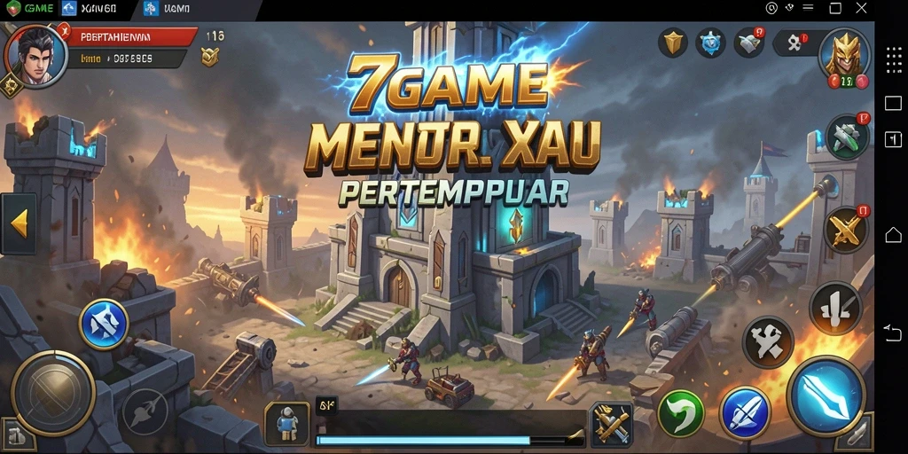 Tampilan gameplay strategis 7GAME di Tower Defense.