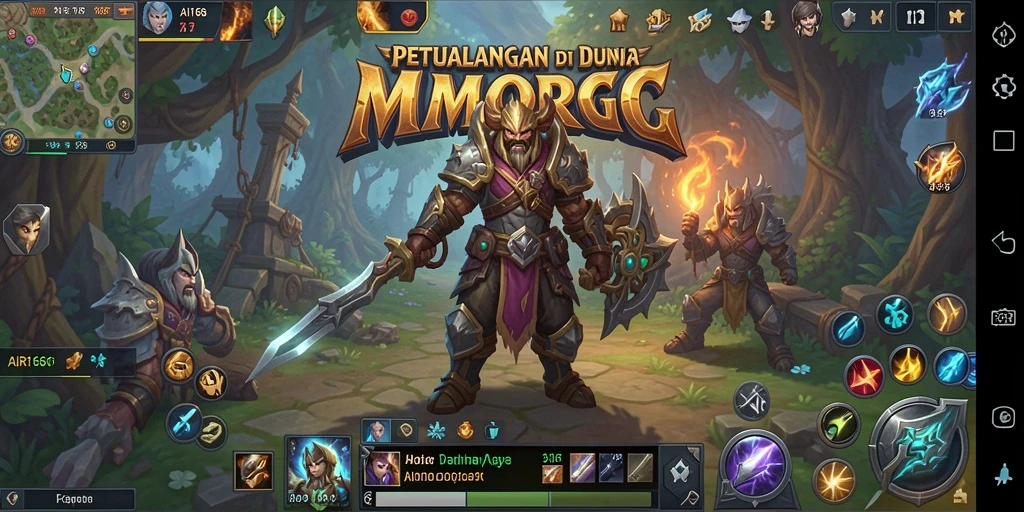 Screenshot utama AIR168 menampilkan pertempuran epik dalam lingkungan MMORPG.