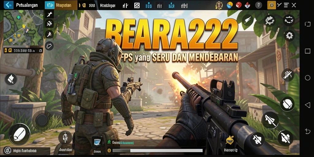 Screenshot menampilkan pertempuran mendebarkan dalam game FPS BARA22.