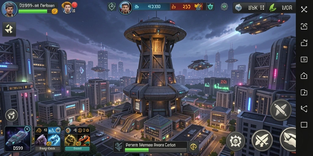 Tampilan gameplay DS99 yang mendebarkan dalam pertempuran Tower Defense.