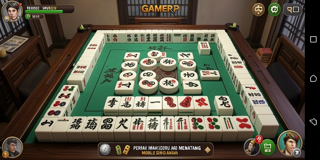 Tampilan gameplay yang menegangkan dalam GAMERP saat bermain Mahjong.