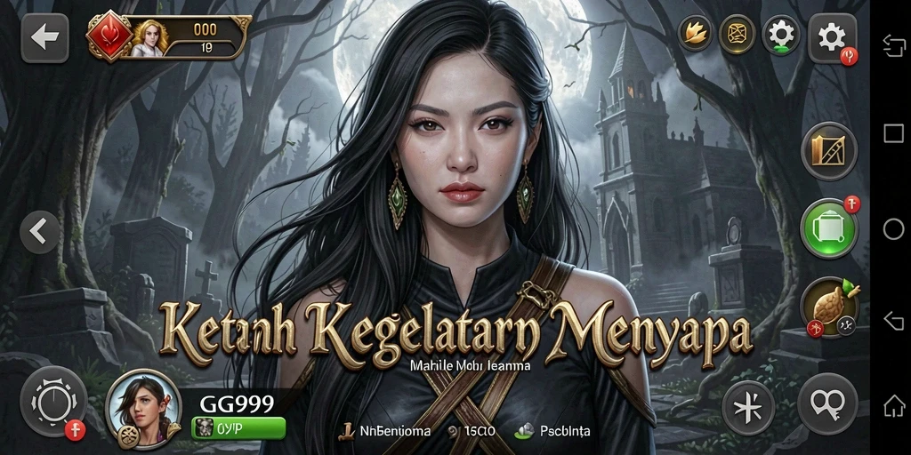 Screenshot GG999 menampilkan suasana mencekam dengan karakter terjebak dalam kegelapan.