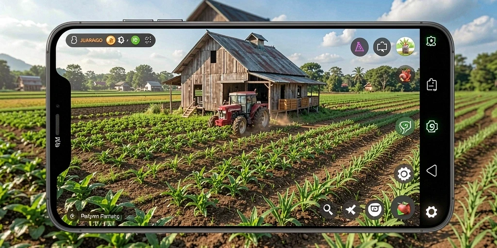 Gameplay JUARAGO menampilkan aktivitas bertani yang interaktif dan menyenangkan.