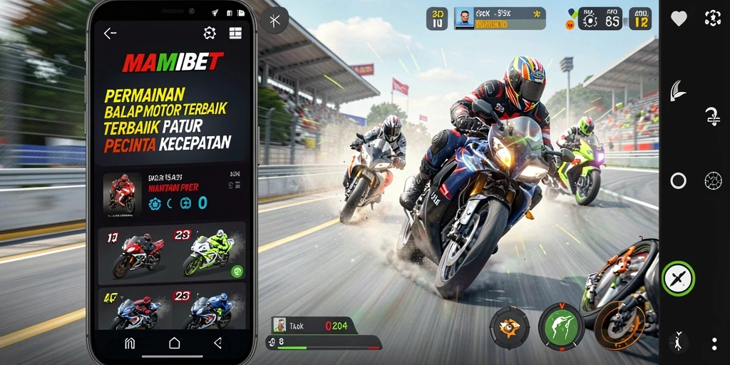 Gameplay mendebarkan balap motor di MAMIBET.