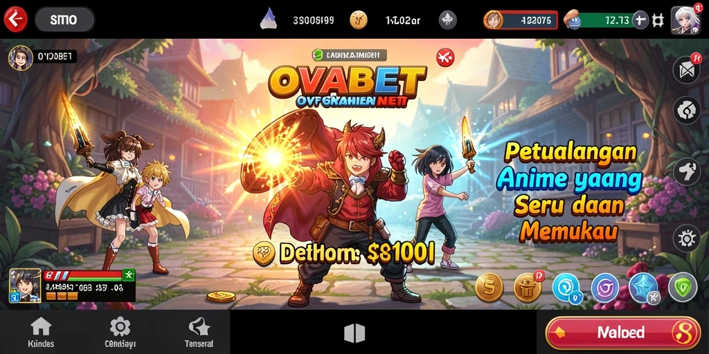 Tampilan seru gameplay OVABET dengan karakter anime favorit.