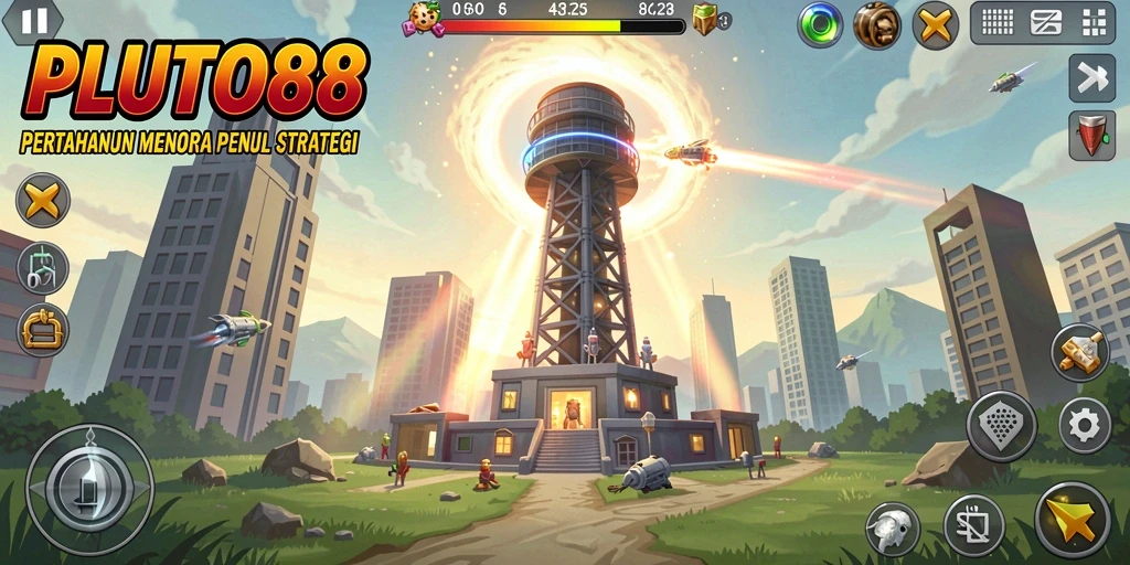 Gameplay seru dan menegangkan di PLUTO88 sebagai game Tower Defense.