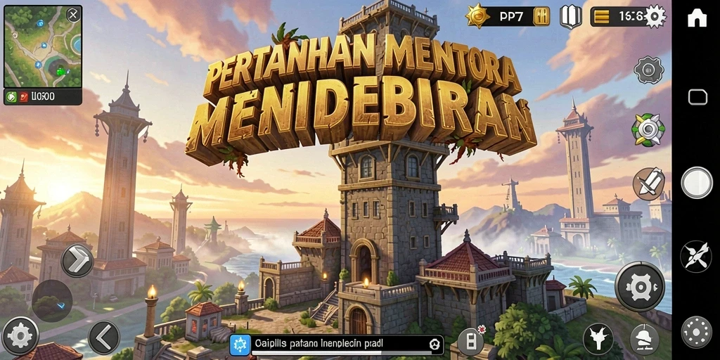 Gameplay seru PP7 menunjukkan menara bertahan dari serangan musuh.