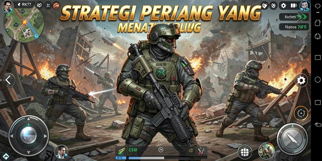 Gameplay intens RK77 dengan pertempuran strategis yang mendebarkan.