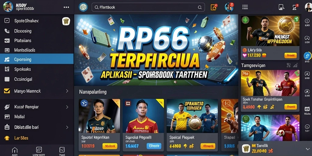 Tampilan utama RP66 yang menampilkan berbagai pilihan taruhan olahraga.