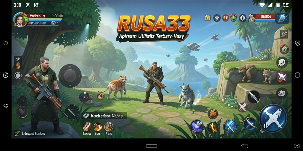 Screenshot RUSA33 menampilkan fitur unggulan untuk utilitas harian.