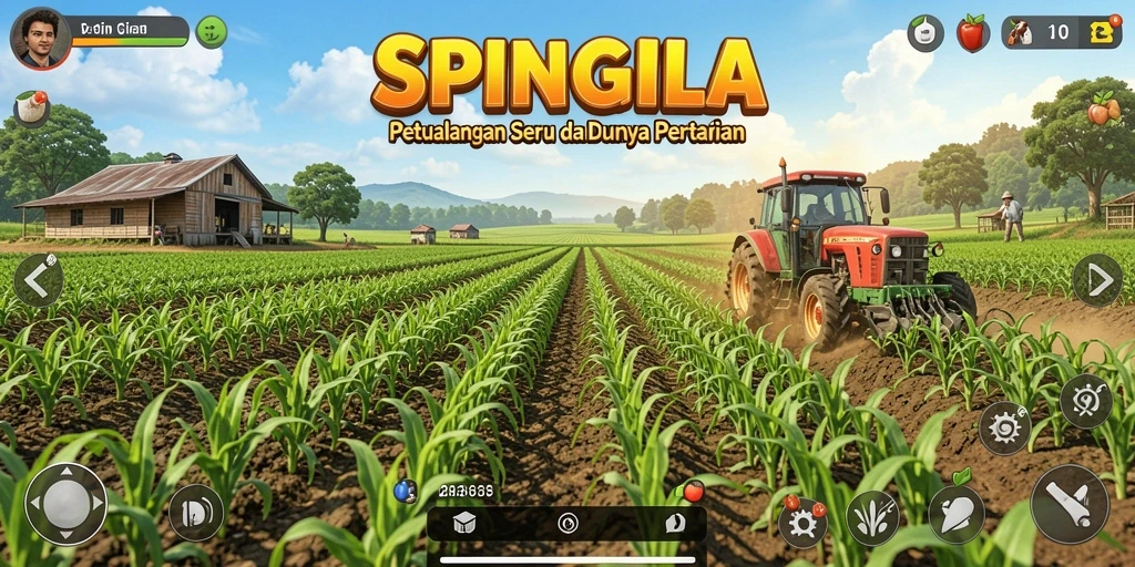 Gameplay SPINGILA yang seru dalam mengelola pertanian.