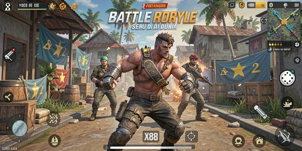 Tangkapan layar gameplay X88 yang menegangkan di arena Battle Royale.